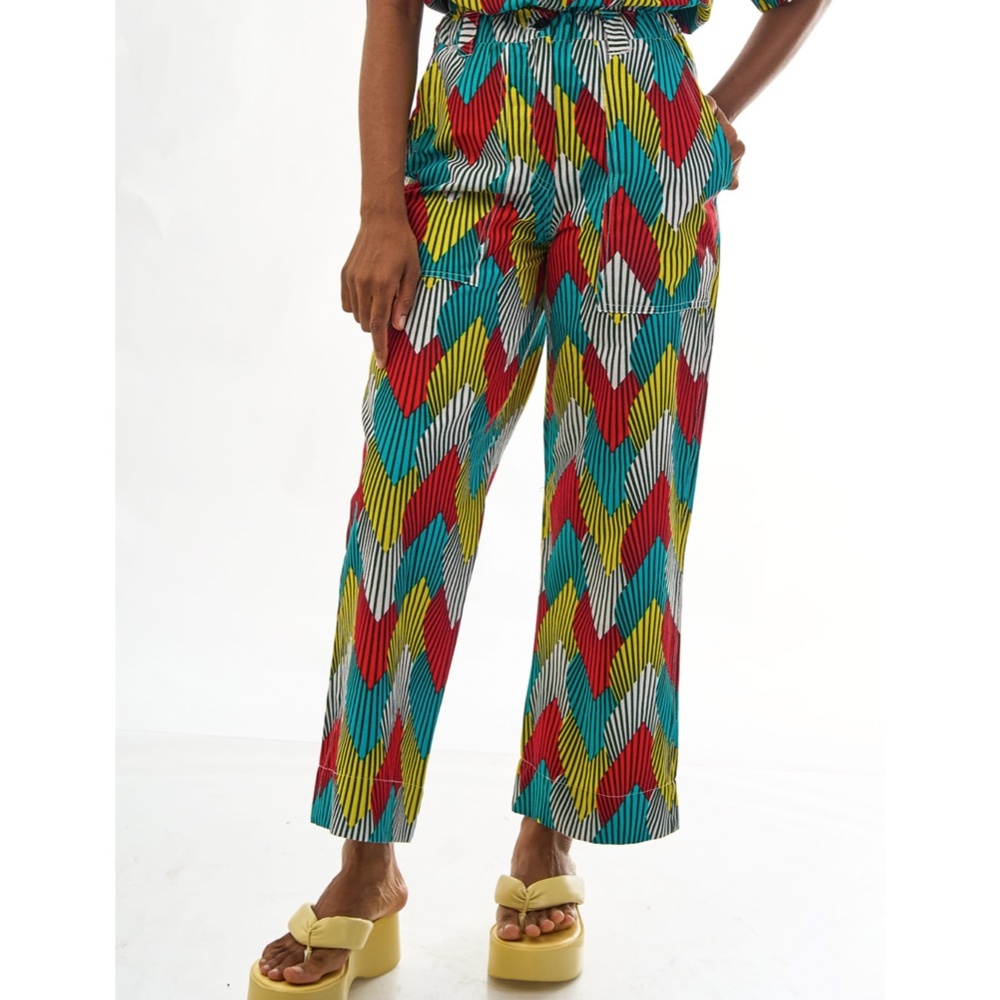 YEVU Palms Straight Leg Elastic Pants XL